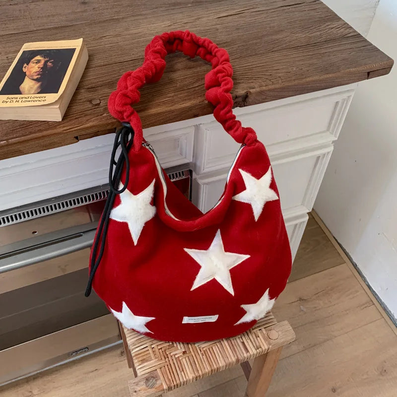 Korean Star Plush Tote Bag – Large Capacity Crossbody | Nixie Plush Tote Bag Nixie