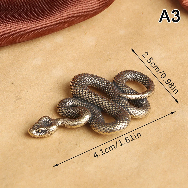 Copper Brass Mini Snake Figurine Antique Bronze Ornament Decorative Figurine Nixie A3