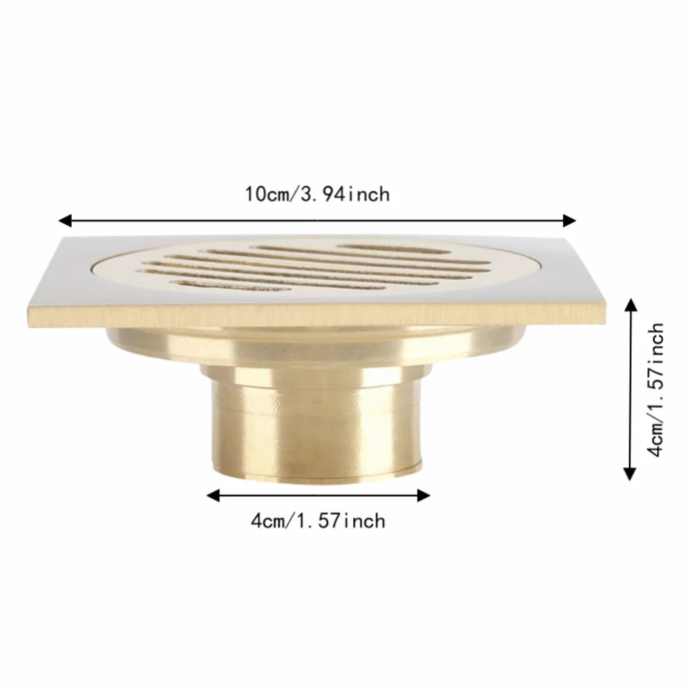 Brass Square Shower Floor Drain Removable Strainer – Gold Finish Shower Floor Drain Nixie