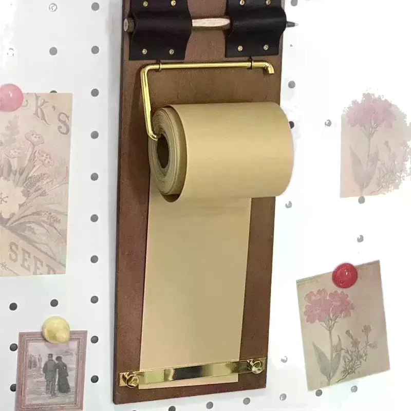 Vintage Kraft Paper Roll Clipboard Set – Refillable Writing Pad Clipboard Notepad Set Nixie
