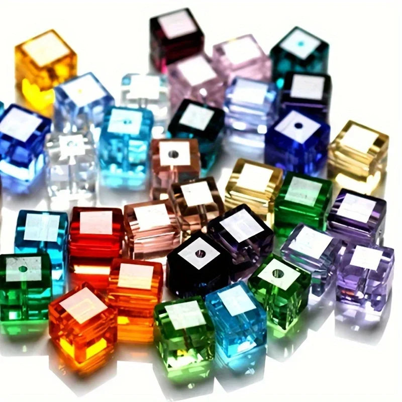 Cube Faceted Crystal Glass Beads 4mm 6mm 8mm – DIY Jewelry Crystal Craft Beads Nixie