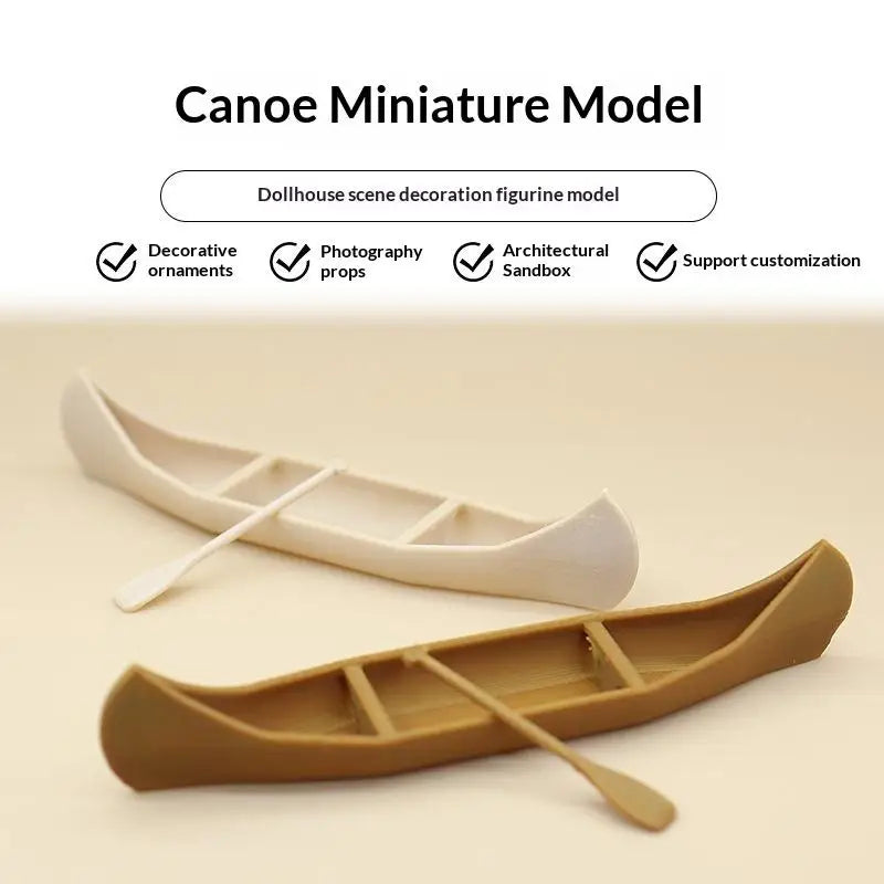 Miniature Canoe Boat Model Figurine Desktop Dollhouse Ornament Miniature Figurine Ornament Nixie