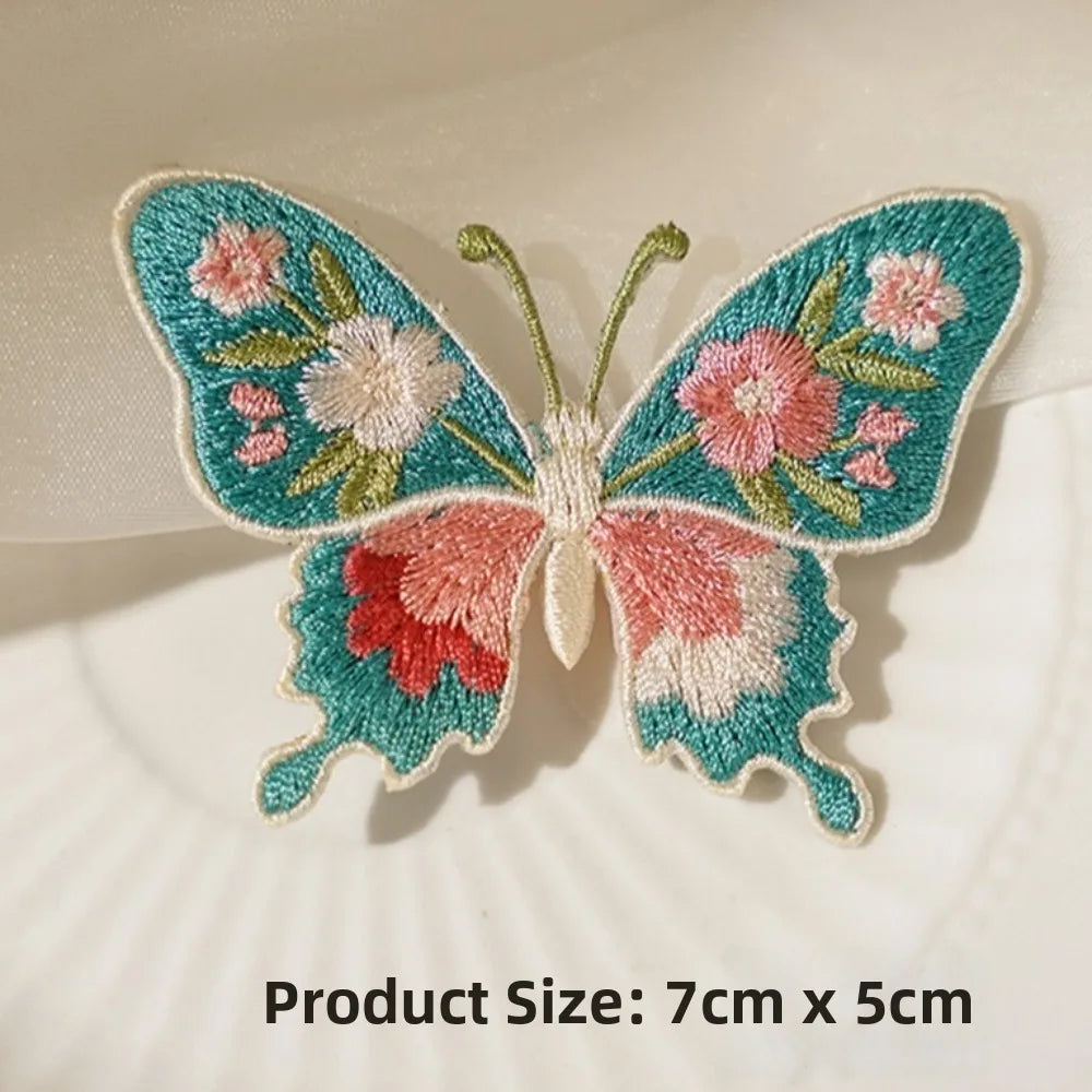2Pcs 3D Butterfly Embroidery Iron-On Patches – Floral Applique Embroidery Iron-On Patch Nixie