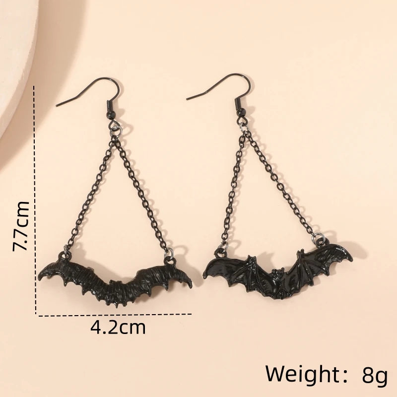 Gothic Spider & Skull Drop Earrings – Spooky Fashion Jewelry Fashion Drop Earrings Nixie XL2173-19