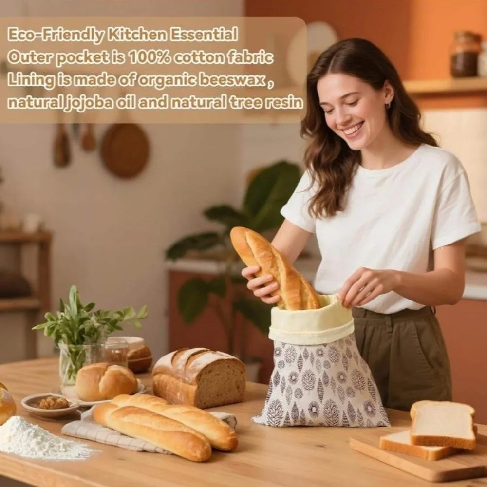 Reusable Beeswax Bread Bag 43x33cm – Cotton Sourdough Storage Bread Storage Bag Nixie