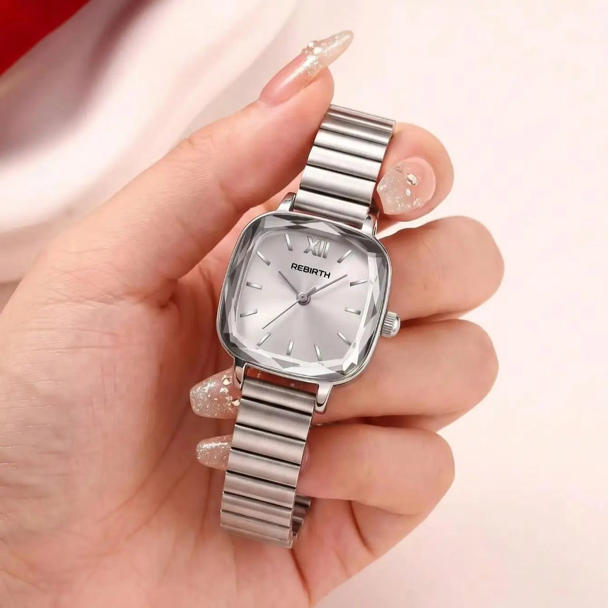 REBIRTH Women's Small Square Quartz Watch – Minimalist Style Women's Quartz Watch Nixie