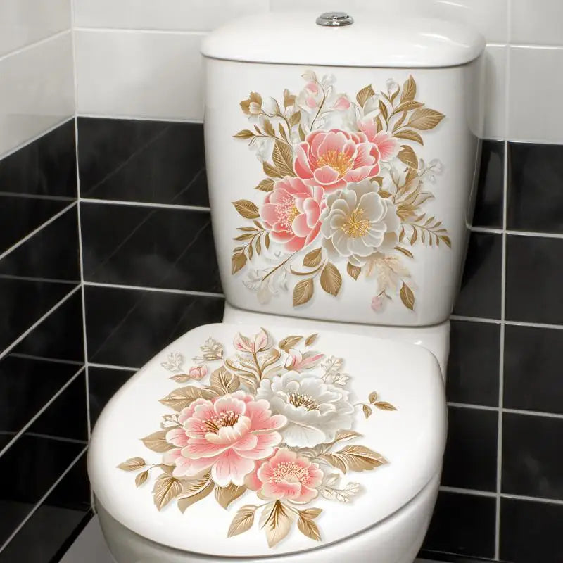 Flower Pattern Bathroom Wall Stickers – Removable PVC Decal Wall Decal Sticker Nixie