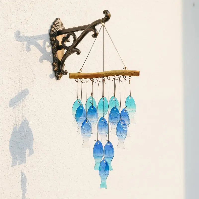 Handmade Blue Glass Fish Wind Chime – Outdoor Garden Decor