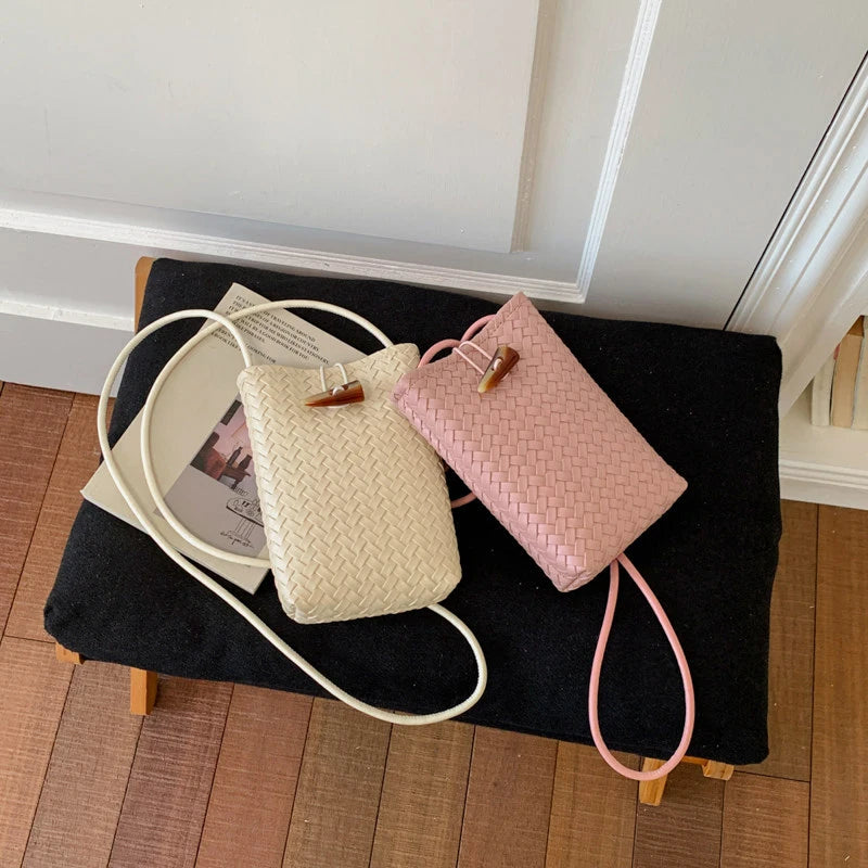 Woven Mini Shoulder Phone Bag for Women | Nixie Bucket Bag