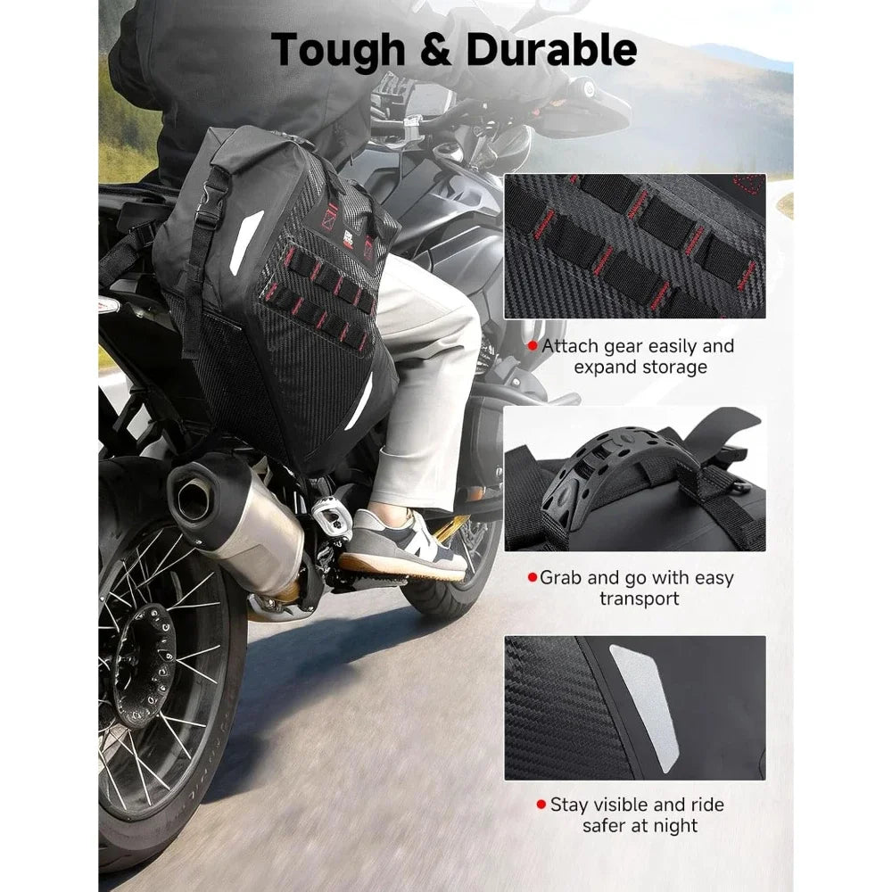 KEMITOUR 30L Waterproof Motorcycle Saddlebags PVC Soft Panniers Motorcycle Saddlebags Nixie