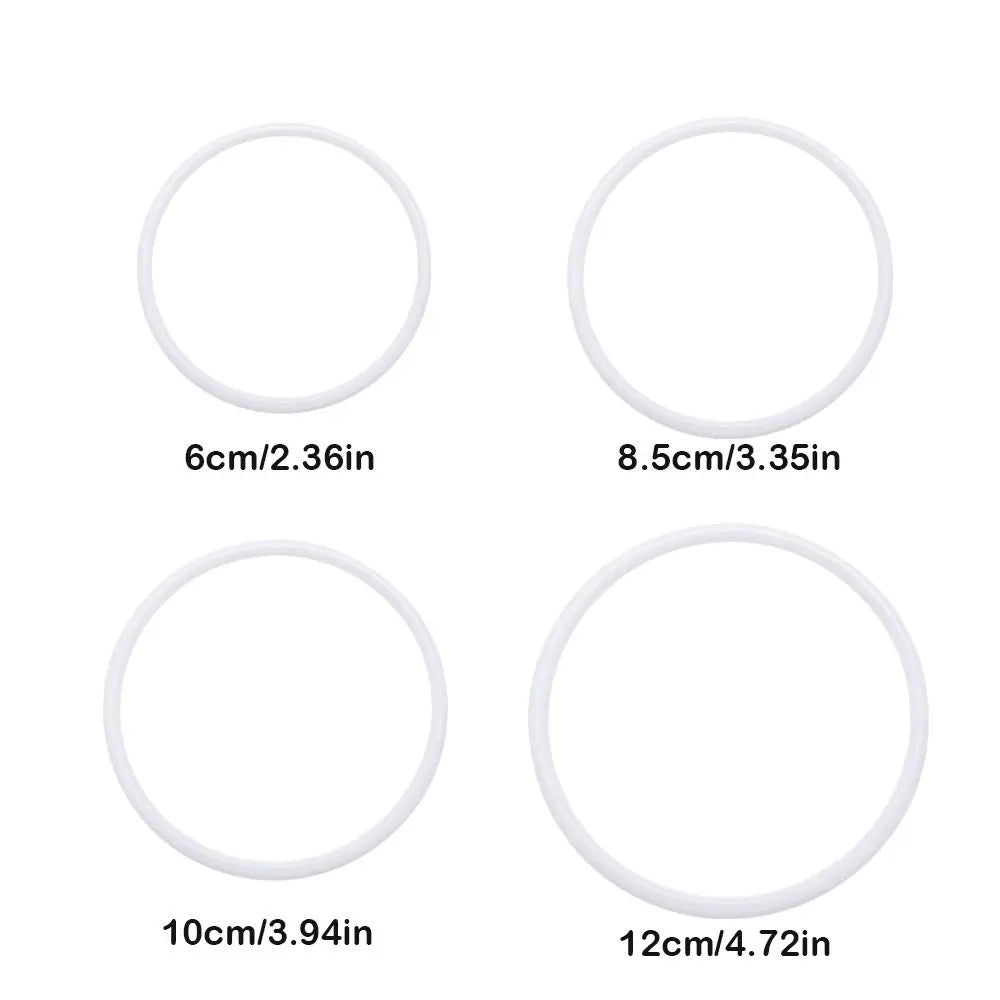 10PCS White Plastic Macrame Hoops Rings 6–12cm Wreath Craft