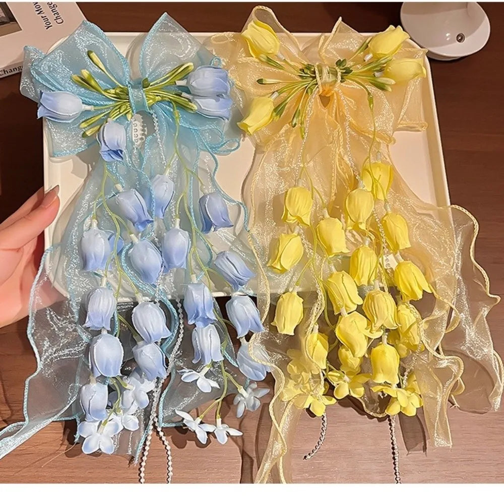 Large Bow Ribbon Hair Clip DIY Tassel Barrette for Girls Bow Hair Barrette Nixie