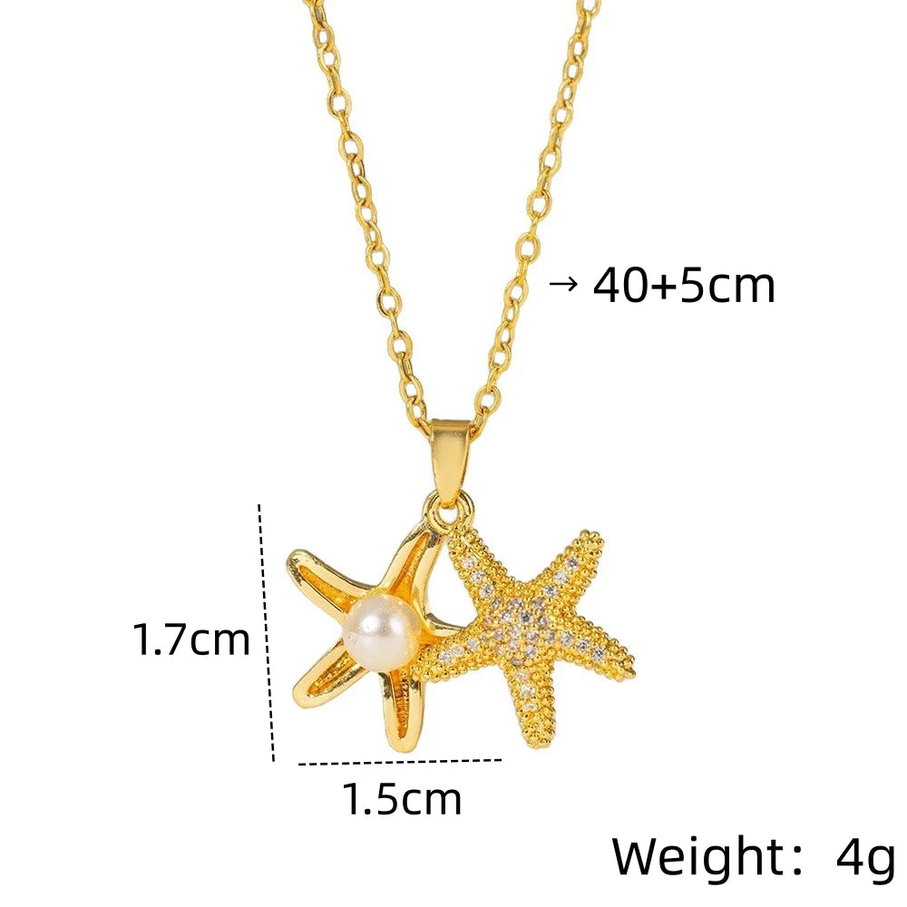 Starfish Pearl Pendant Choker Necklace for Women | Minimalist Pendant Necklace Nixie