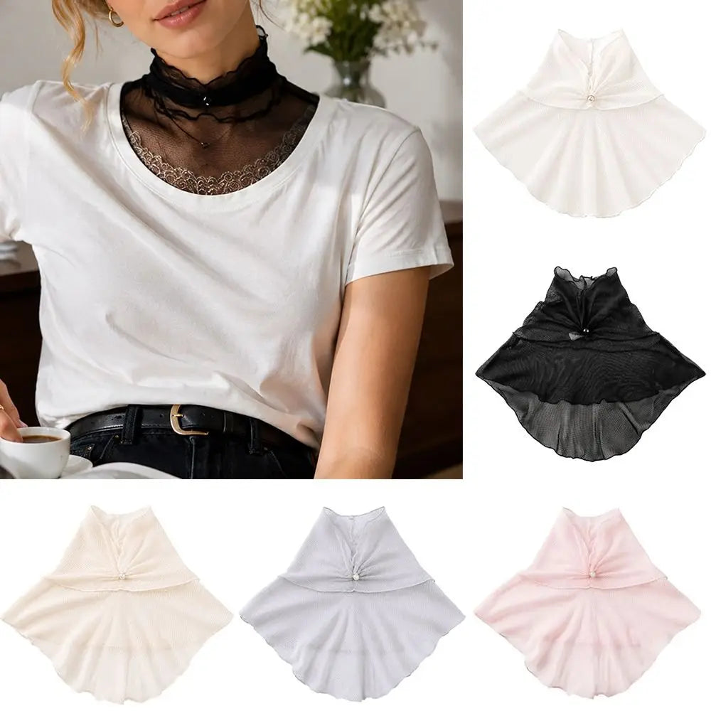 Women's Mesh Fake Collar Scarf – Breathable Detachable Neck Scarf Fake Collar Scarf Nixie