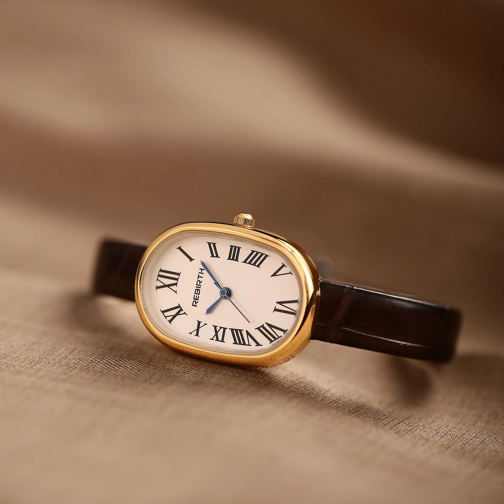REBIRTH Leather Quartz Watch – Roman Numeral Dial | Fashion Leather Strap Watch Nixie