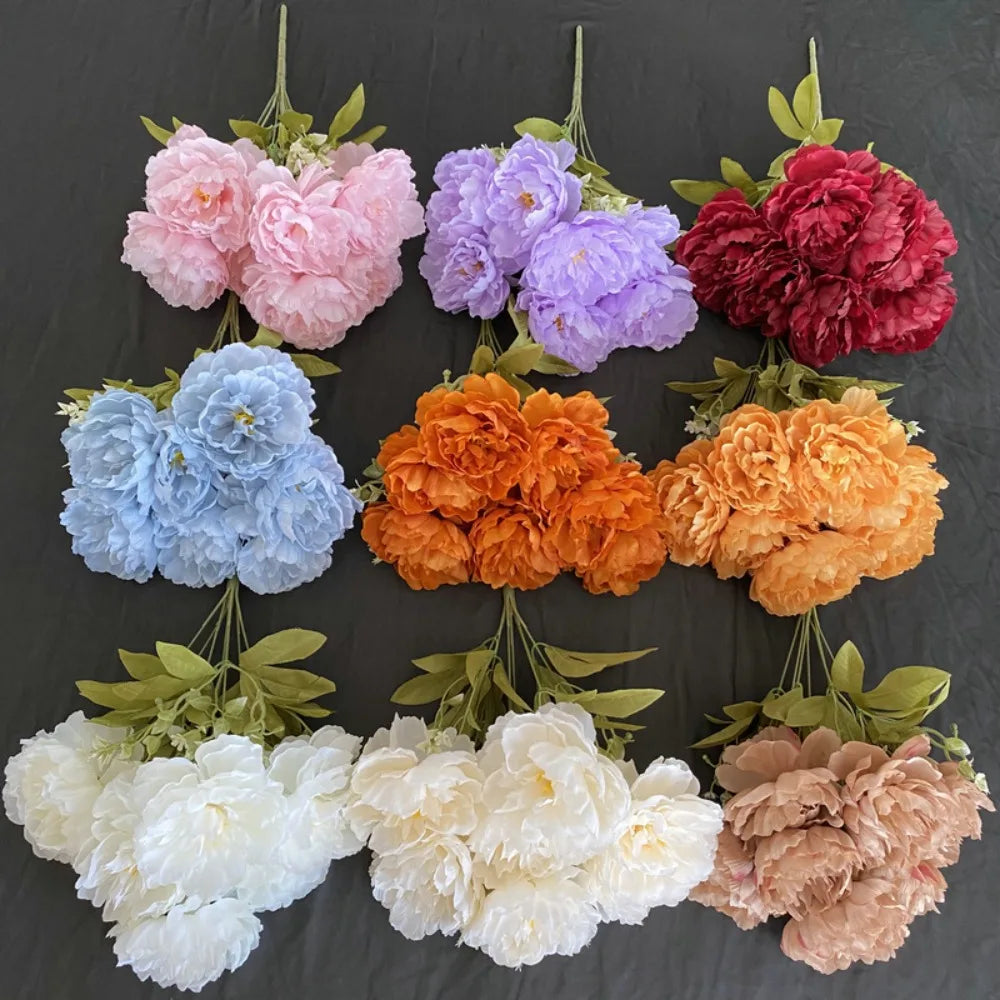 42CM Silk Peony Bouquet 7 Heads – Artificial Flowers for Decor