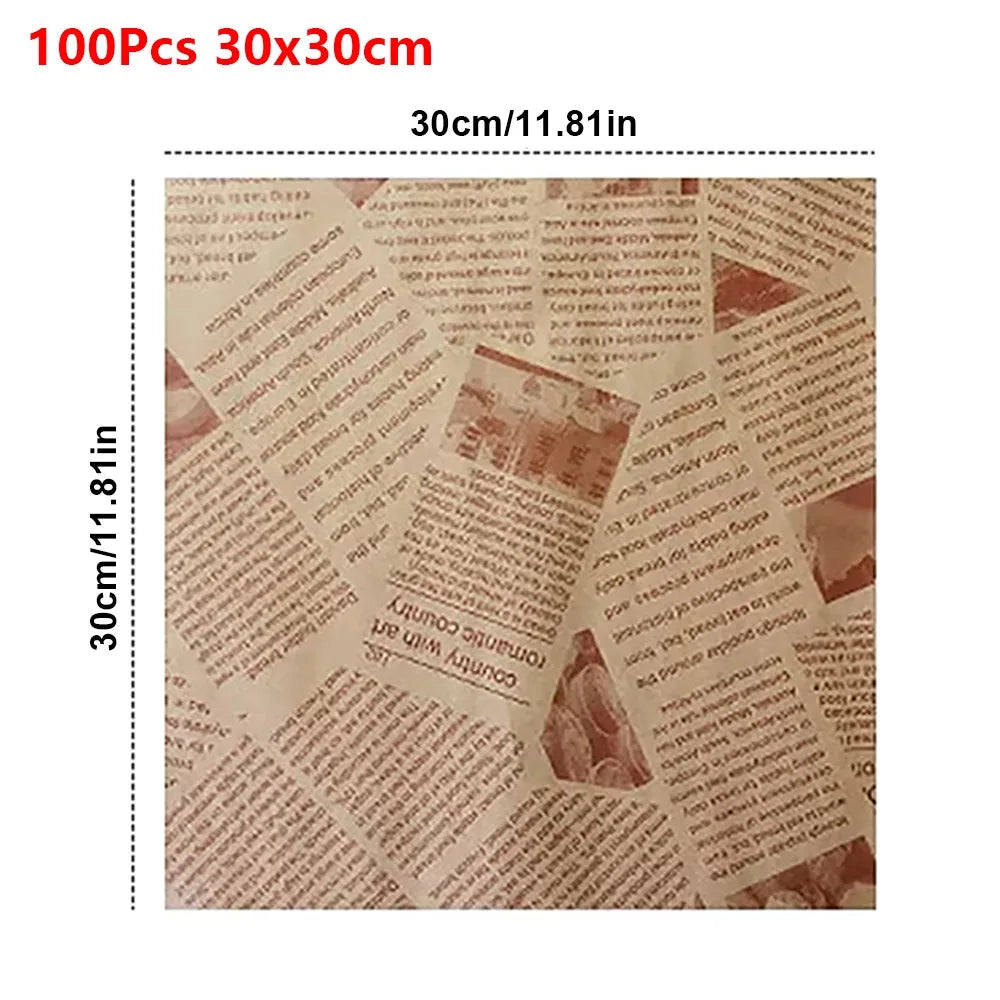 100Pcs Greaseproof Baking Paper Sheets – 5 Sizes | Food-Safe Baking Paper Sheets Nixie 100Pcs 30x30cm