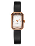 REBIRTH Retro Quartz Watch – Leather Band, Rectangle Dial Quartz Wristwatch Nixie black