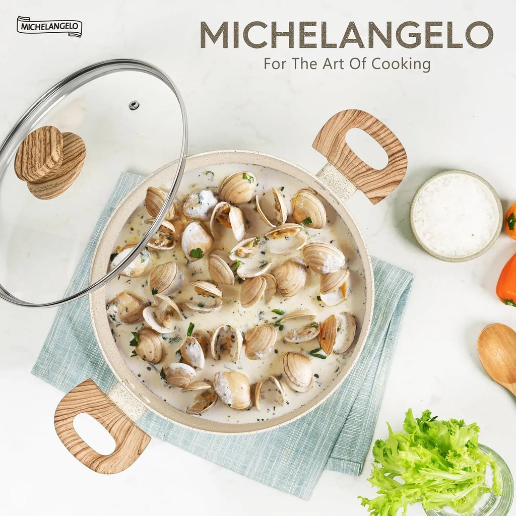 MICHELANGELO 6QT Granite Non-Stick Stockpot with Lid – All Stoves Non-Stick Stockpot Nixie