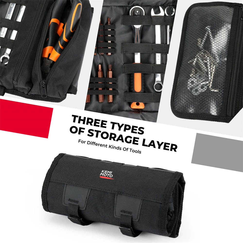 Motorcycle Handlebar Tool Roll Bag – 46 Loops | Softail Dyna Motorcycle Tool Bag Nixie