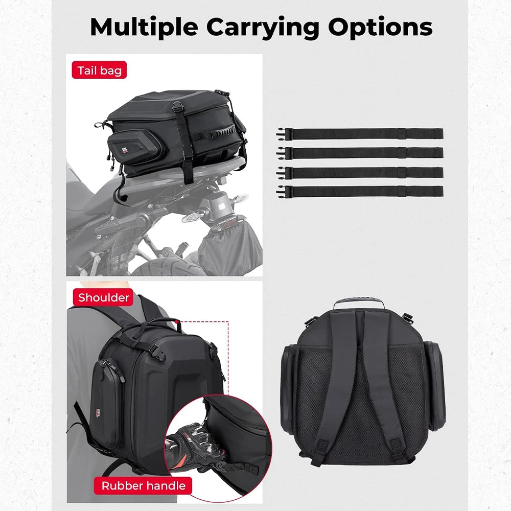 KEMITOUR Motorcycle Tail Bag Hard Shell EVA Waterproof 25–40L Motorcycle Tail Bag Nixie