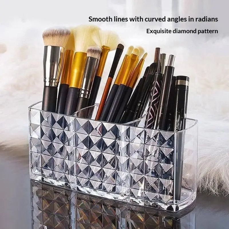 3-Slot Clear Makeup Brush Holder & Cosmetic Organizer Makeup Organizer Nixie