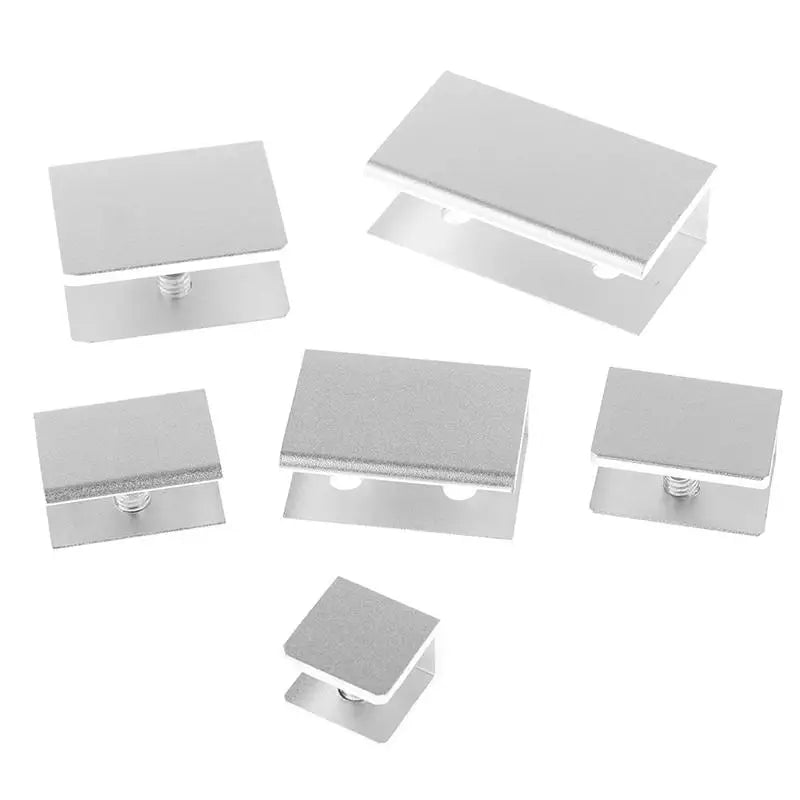 4PCS Square Aluminum Glass Clamps Shelf Clips 5–12mm Support
