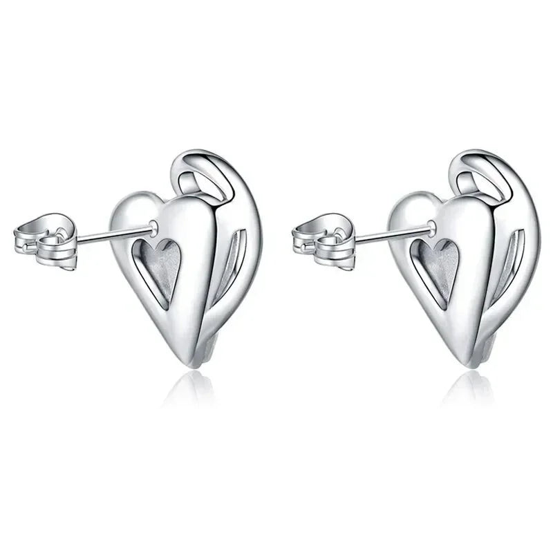 Heart Drop Earrings Zinc Alloy Champagne Rhinestones Women Drop Earrings Nixie