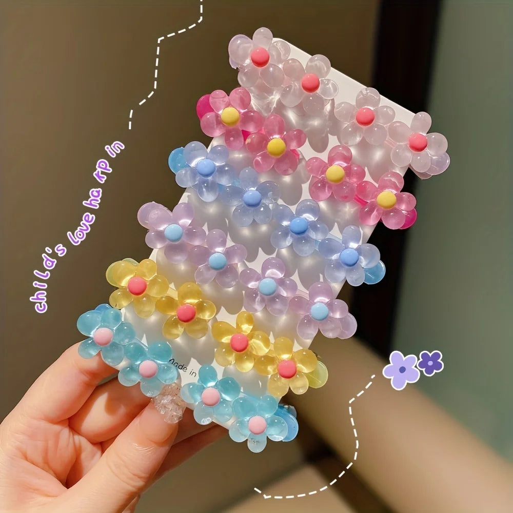 12pcs Girls Rainbow Hair Clips – Flower Star Heart Hairpins Kids Hair Clips Nixie