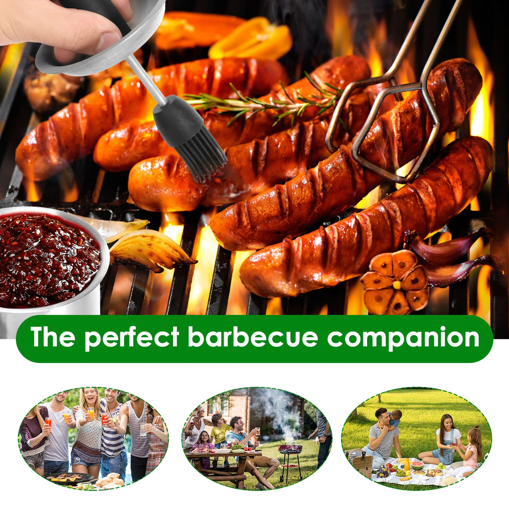 500ML Stainless Steel BBQ Sauce Basting Pot & Brush Set BBQ Basting Set Nixie
