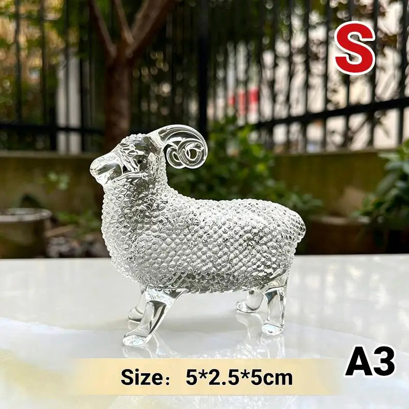 Crystal Sheep Figurine 2027 Zodiac Statue Home Décor Ornament