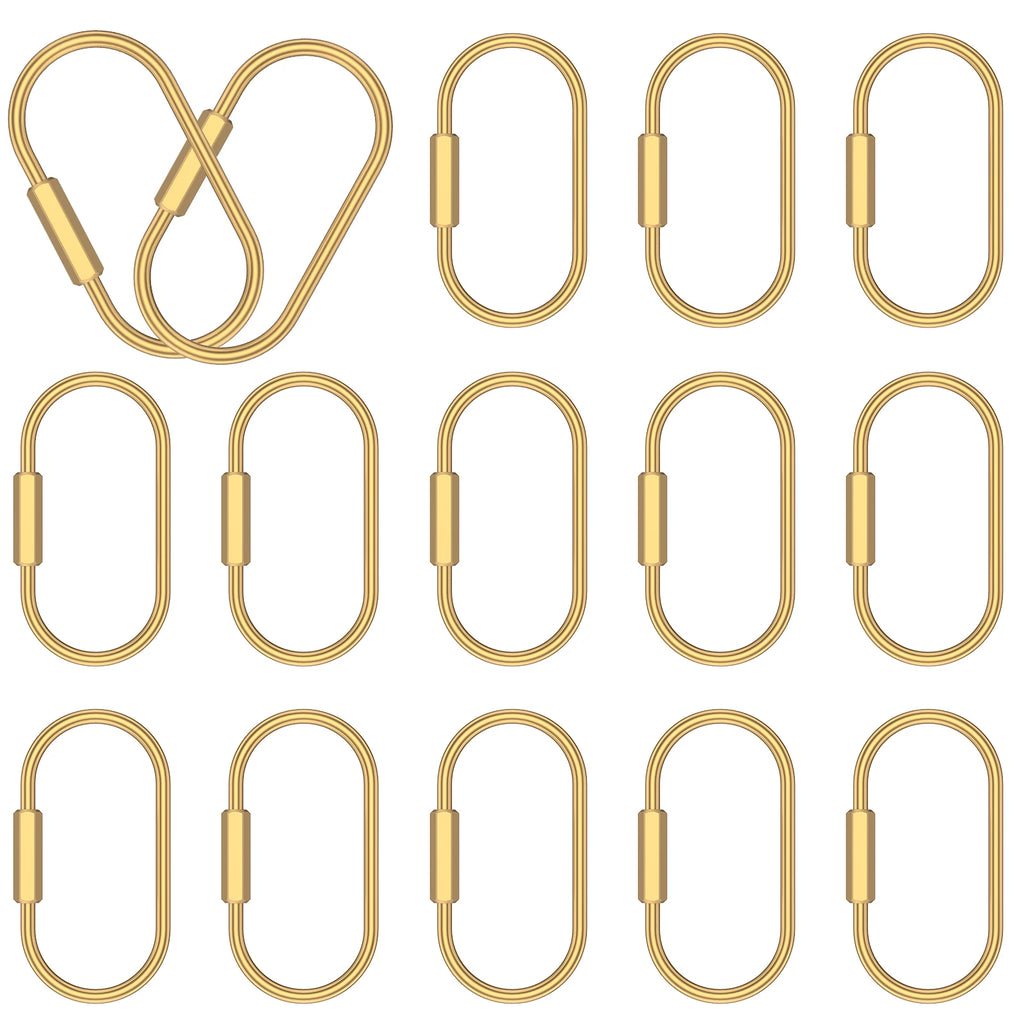 Gold Brass Screw Lock Key Rings & Carabiner Clips | Nixie Brass Key Ring Set Nixie 16Pcs Style 1