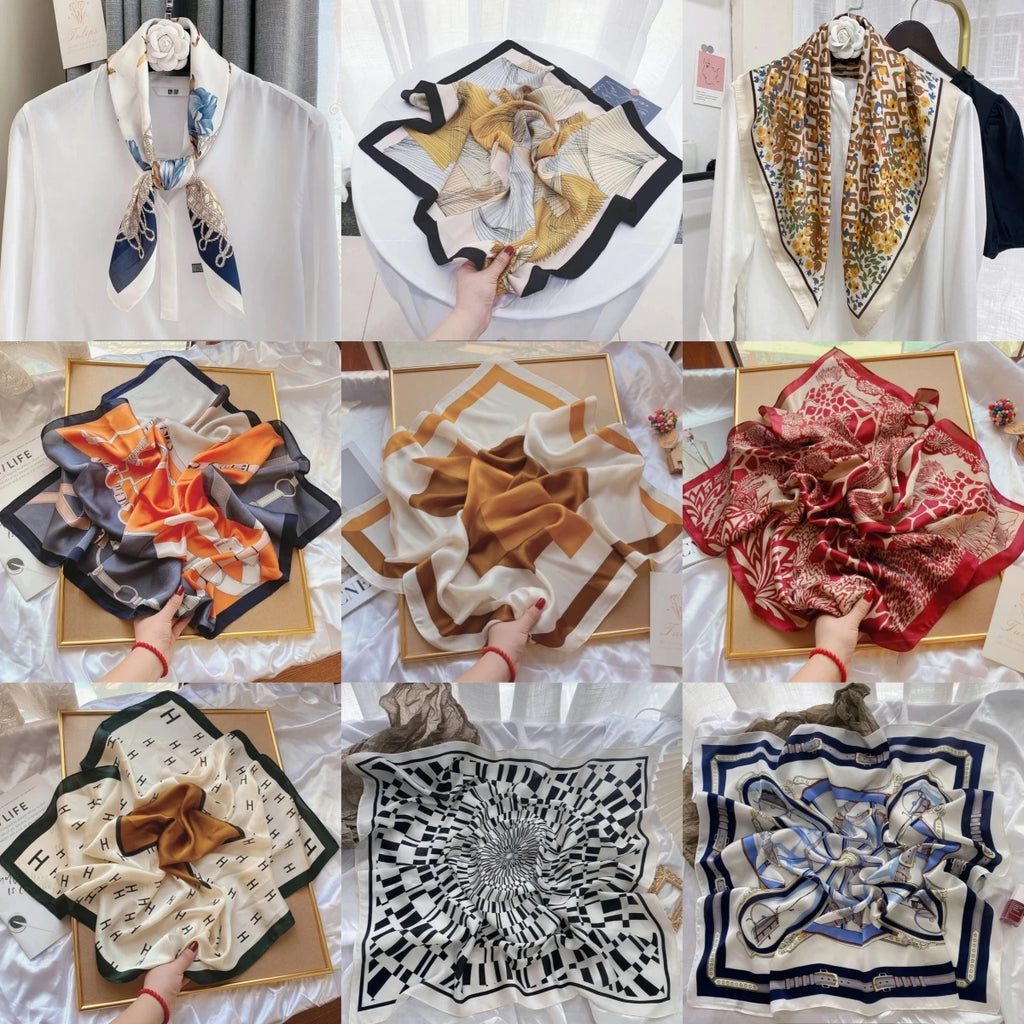 Vintage Print Square Scarf – Necktie, Hairband & Neck Wrap Square Scarf Nixie