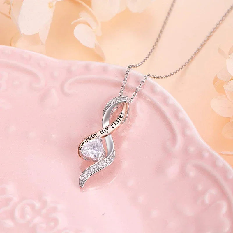 Love Heart Silver Pendant Necklace – Sister Mother Friend Gift Pendant Necklace Nixie