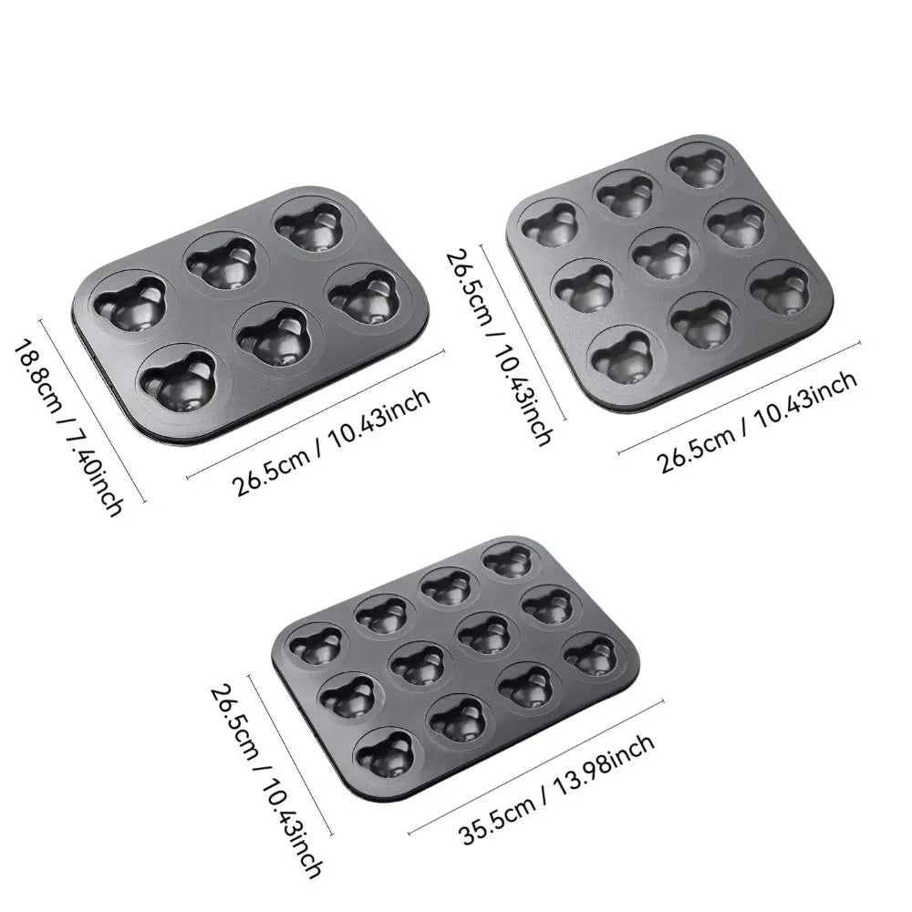 Bear Shaped Muffin Pan – Non-Stick Carbon Steel Cake Mold Cake Baking Mold Nixie