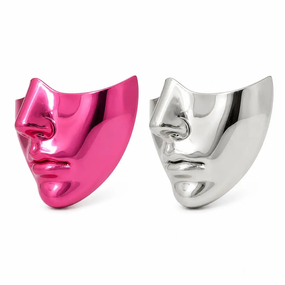 Futuristic Half Face Mask – Glossy PVC Masquerade Costume