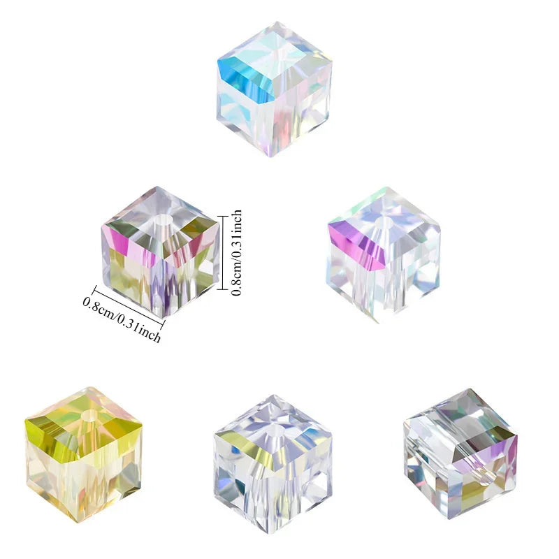 AB Crystal Cube Glass Beads 4/6/8mm – DIY Jewelry Making Crystal Craft Beads Nixie