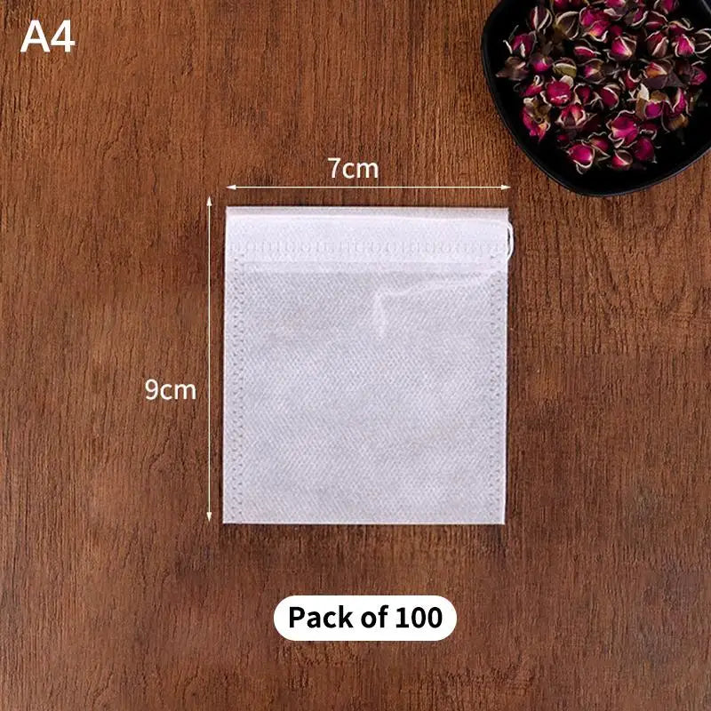 100Pcs Disposable Drawstring Tea Bags – Loose Leaf & Herb Filter Disposable Tea Bags Nixie A4