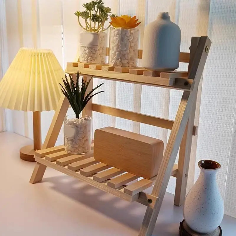 2-Tier Wooden Desktop Storage Rack & Book Organizer Shelf Desktop Storage Shelf Nixie