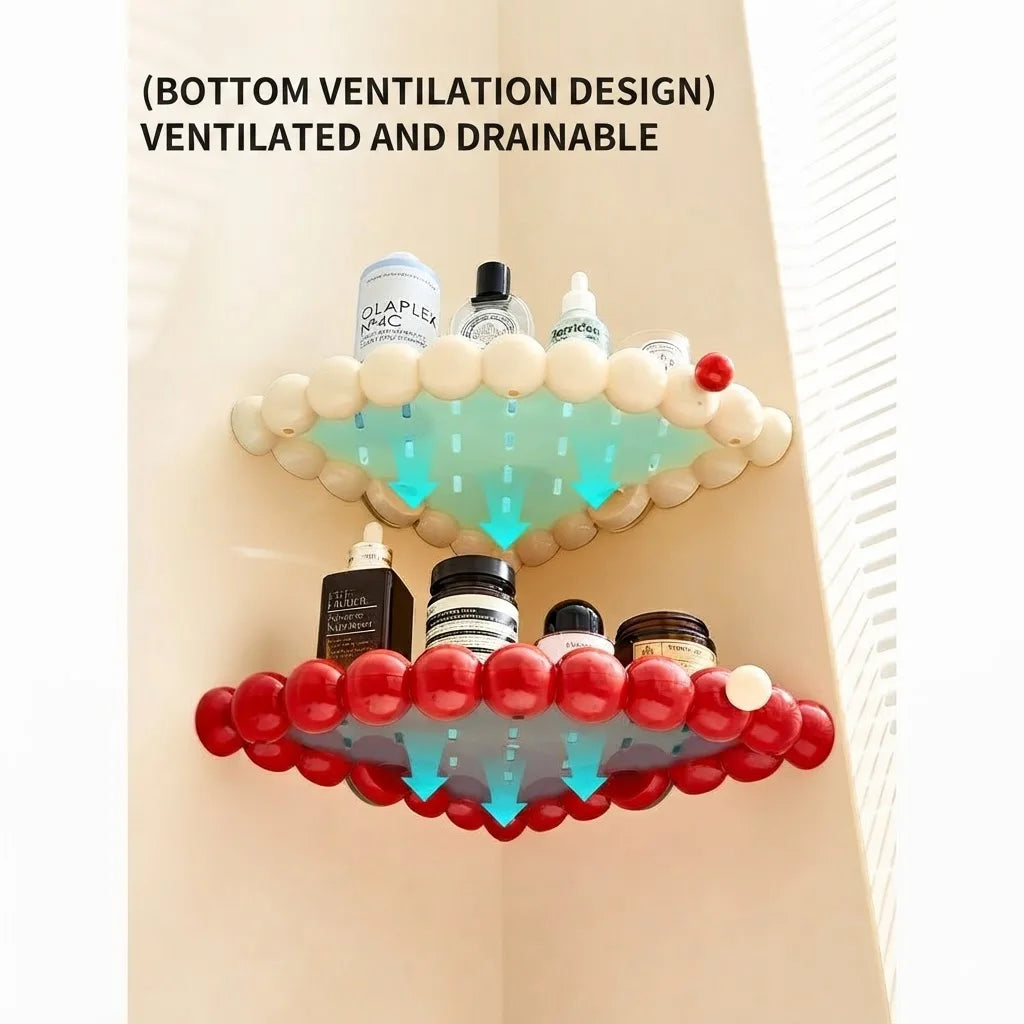 Suction Cup Bathroom Corner Shelf with Drain Holes & Hooks Bathroom Corner Shelf Nixie