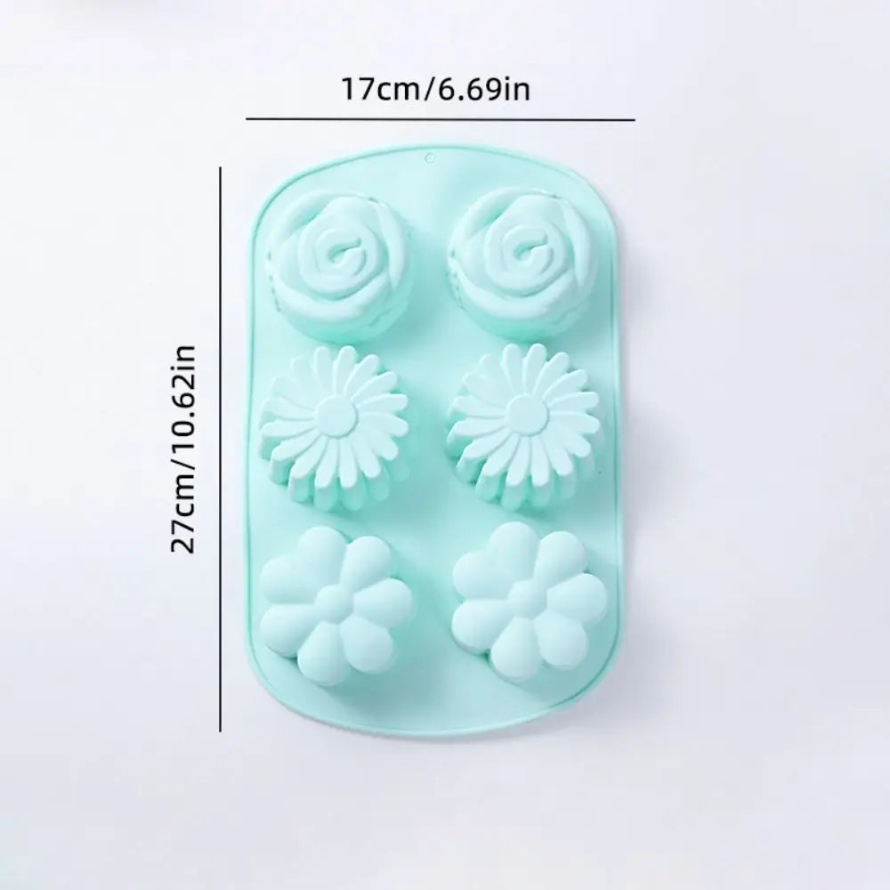 6-Cavity Flower Silicone Mold for Soap, Chocolate & Pudding Silicone Baking Mold Nixie