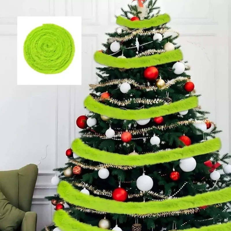 Lime Green & White Faux Fur Christmas Garland 1.97x7FT Christmas Garland Nixie