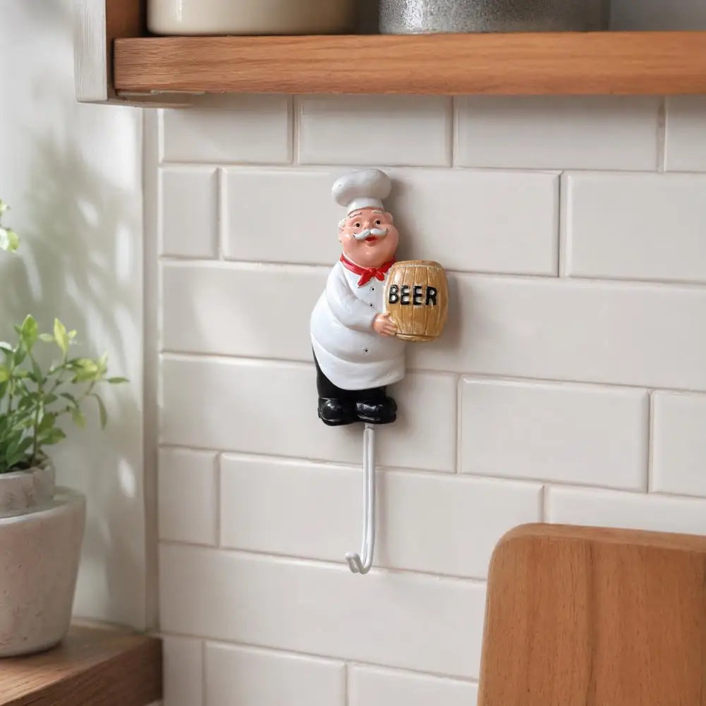 Cute Chef Shape Adhesive Wall Hook – No-Drill Kitchen Organizer