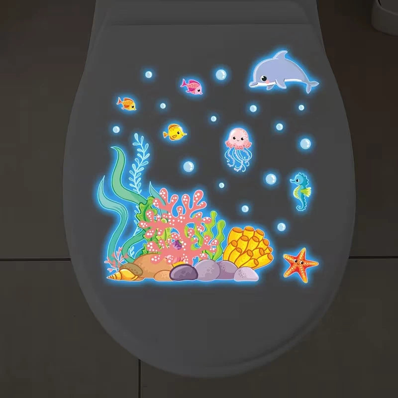 Glow-in-the-Dark Ocean Fish Toilet & Wall Sticker Décor Wall Decal Sticker Nixie