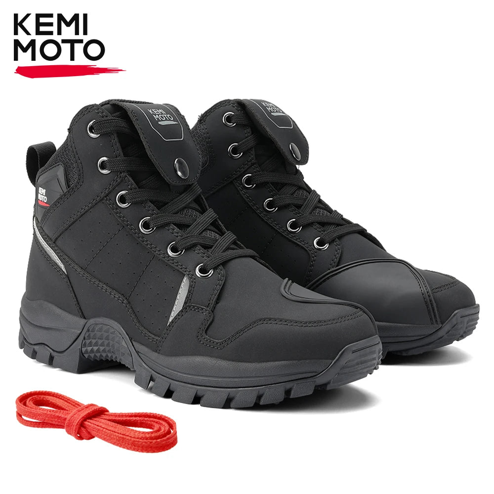 KEMITOUR Men's Motorcycle Ankle Boots | Anti-Slip Riding Shoes Motorcycle Riding Boots Nixie