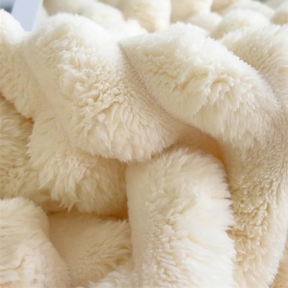 Cozy Plush Throw Blanket – Thick Fluffy Bubble for Couch & Bed