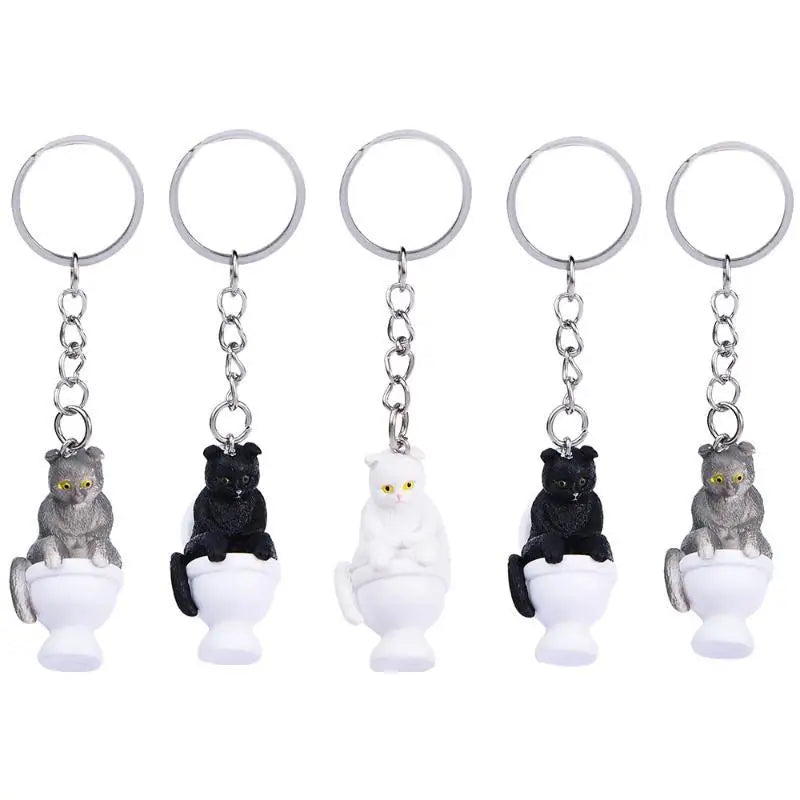 Funny Toilet Cat PVC Keychain – Novelty Gift for Cat Lovers Novelty Keychain Nixie