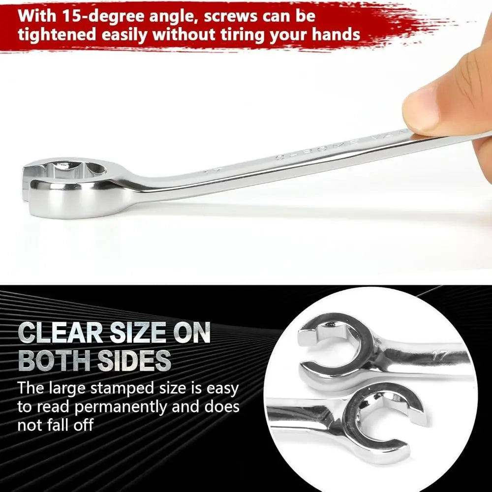 8-19mm Flare Nut Wrench Mirror Finish Double Head Line Spanner