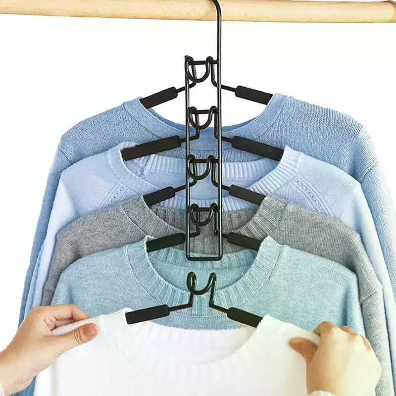 Multi-Tier Closet Hanger Organizer with Hooks – 5-Pack Closet Hanger Organizer Nixie