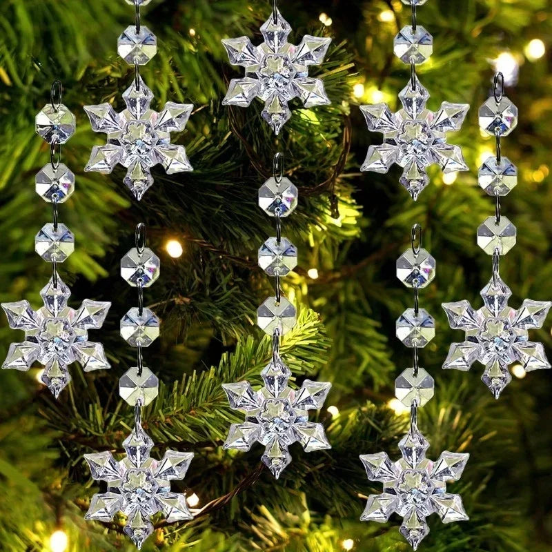 5PCS Snowflake Crystal Acrylic Ornaments – Christmas & Wedding Décor Christmas Ornaments Nixie